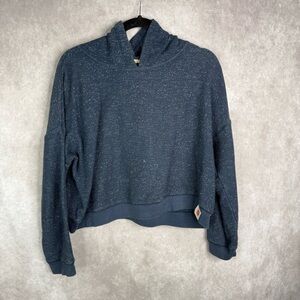 Mollusk Textured Cotton Cropped Hoodie In Blue Women's Size M